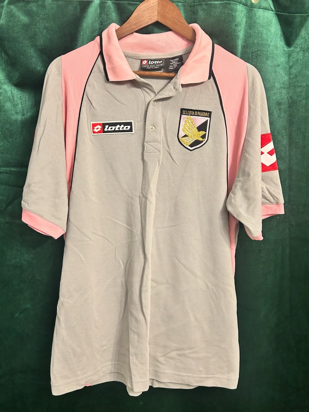 Lotto Men's Palermo Polo in Gray and Pink with Crest